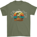 A Frog Hiking in the Mountains Trekking Mens T-Shirt Cotton Gildan Military Green