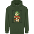 A Frog Playing the Guitar on a Toadstool Childrens Kids Hoodie Forest Green