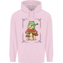 A Frog Playing the Guitar on a Toadstool Childrens Kids Hoodie Light Pink