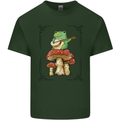 A Frog Playing the Guitar on a Toadstool Mens Cotton T-Shirt Tee Top Forest Green