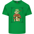 A Frog Playing the Guitar on a Toadstool Mens Cotton T-Shirt Tee Top Irish Green