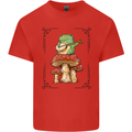 A Frog Playing the Guitar on a Toadstool Mens Cotton T-Shirt Tee Top Red