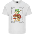 A Frog Playing the Guitar on a Toadstool Mens Cotton T-Shirt Tee Top White