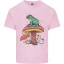 A Frog Sitting on a Mushroom Kids T-Shirt Childrens Light Pink
