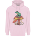 A Frog Sitting on a Mushroom Mens 80% Cotton Hoodie Light Pink