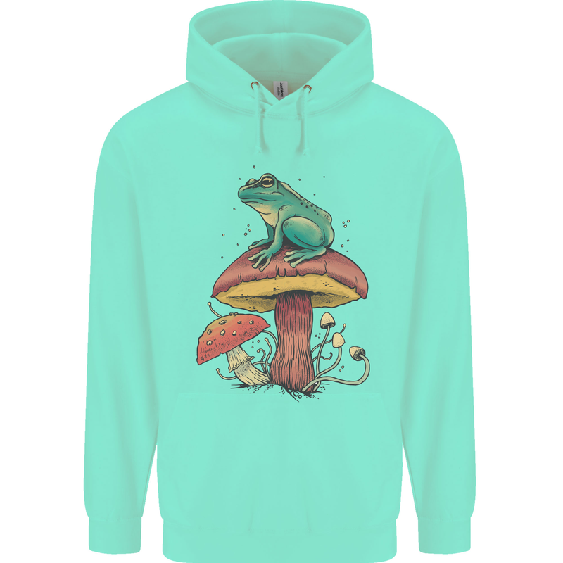 A Frog Sitting on a Mushroom Mens 80% Cotton Hoodie Peppermint