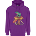 A Frog Sitting on a Mushroom Mens 80% Cotton Hoodie Purple