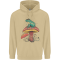 A Frog Sitting on a Mushroom Mens 80% Cotton Hoodie Sand