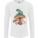 A Frog Sitting on a Mushroom Mens Long Sleeve T-Shirt White