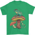 A Frog Sitting on a Mushroom Mens T-Shirt Cotton Gildan Irish Green