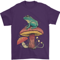 A Frog Sitting on a Mushroom Mens T-Shirt Cotton Gildan Purple