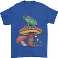 A Frog Sitting on a Mushroom Mens T-Shirt Cotton Gildan Royal Blue