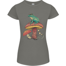A Frog Sitting on a Mushroom Womens Petite Cut T-Shirt Charcoal