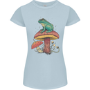 A Frog Sitting on a Mushroom Womens Petite Cut T-Shirt Light Blue