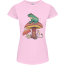 A Frog Sitting on a Mushroom Womens Petite Cut T-Shirt Light Pink