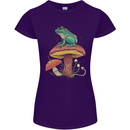 A Frog Sitting on a Mushroom Womens Petite Cut T-Shirt Purple