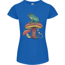 A Frog Sitting on a Mushroom Womens Petite Cut T-Shirt Royal Blue