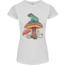 A Frog Sitting on a Mushroom Womens Petite Cut T-Shirt White