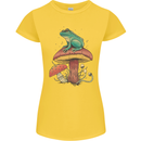 A Frog Sitting on a Mushroom Womens Petite Cut T-Shirt Yellow