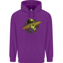 A Funny Alien Stuck in a UFO Flying Saucer Mens 80% Cotton Hoodie Purple