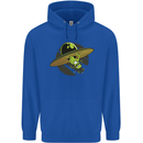 A Funny Alien Stuck in a UFO Flying Saucer Mens 80% Cotton Hoodie Royal Blue