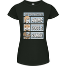 A Girl Who Loves Anime Dogs & Ramen Womens Petite Cut T-Shirt Black