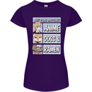 A Girl Who Loves Anime Dogs & Ramen Womens Petite Cut T-Shirt Purple