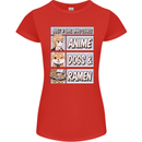 A Girl Who Loves Anime Dogs & Ramen Womens Petite Cut T-Shirt Red
