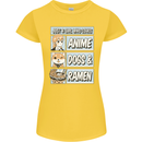 A Girl Who Loves Anime Dogs & Ramen Womens Petite Cut T-Shirt Yellow
