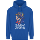 A Girl Who Loves Books Bookworm Reading Childrens Kids Hoodie Royal Blue