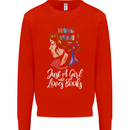 A Girl Who Loves Books Bookworm Reading Mens Sweatshirt Jumper Bright Red