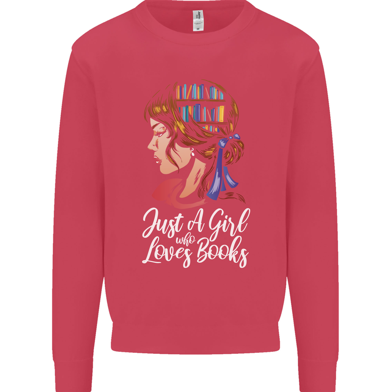 A Girl Who Loves Books Bookworm Reading Mens Sweatshirt Jumper Heliconia