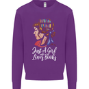 A Girl Who Loves Books Bookworm Reading Mens Sweatshirt Jumper Purple