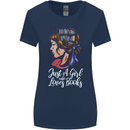 A Girl Who Loves Books Bookworm Reading Womens Wider Cut T-Shirt Navy Blue