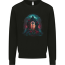 A Gothic Cross at a Tombstone Gothic Fantasy Mens Sweatshirt Jumper Black