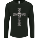 A Gothic Skull and Tentacles on a Cross Mens Long Sleeve T-Shirt Black