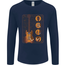 A Guitar Blueprint Music Rock n Roll Guitarist Mens Long Sleeve T-Shirt Navy Blue