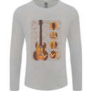 A Guitar Blueprint Music Rock n Roll Guitarist Mens Long Sleeve T-Shirt Sports Grey