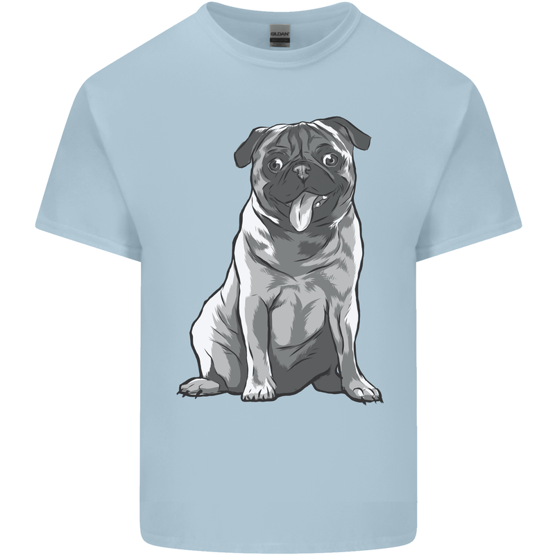 A Happy Pug Funny Dog Funny Mens Cotton T-Shirt Tee Top Light Blue