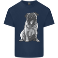 A Happy Pug Funny Dog Funny Mens Cotton T-Shirt Tee Top Navy Blue