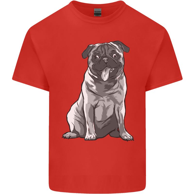 A Happy Pug Funny Dog Funny Mens Cotton T-Shirt Tee Top Red