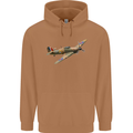 A Hawker Hurricane Flying Solo Mens 80% Cotton Hoodie Caramel Latte