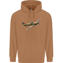A Hawker Hurricane Flying Solo Mens 80% Cotton Hoodie Caramel Latte