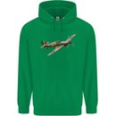 A Hawker Hurricane Flying Solo Mens 80% Cotton Hoodie Irish Green