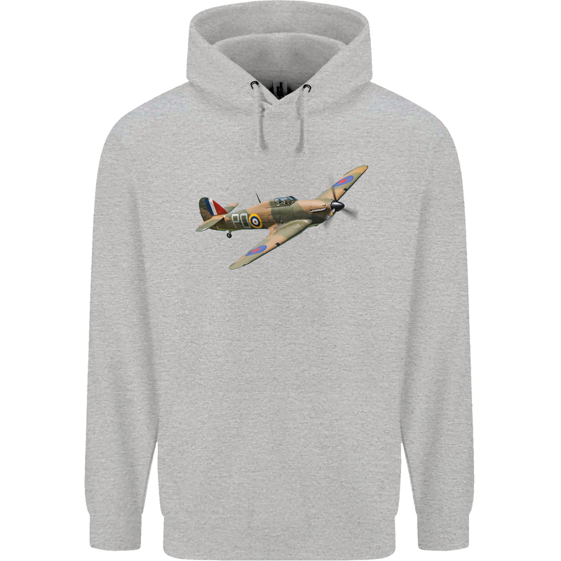 A Hawker Hurricane Flying Solo Mens 80% Cotton Hoodie Sports Grey