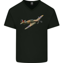 A Hawker Hurricane Flying Solo Mens V-Neck Cotton T-Shirt Black