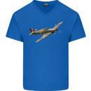A Hawker Hurricane Flying Solo Mens V-Neck Cotton T-Shirt Royal Blue