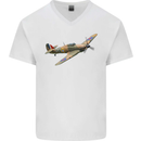 A Hawker Hurricane Flying Solo Mens V-Neck Cotton T-Shirt White
