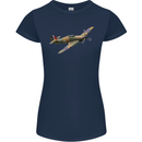 A Hawker Hurricane Flying Solo Womens Petite Cut T-Shirt Navy Blue