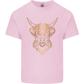 A Highland Cow Drawing Mens Cotton T-Shirt Tee Top Light Pink